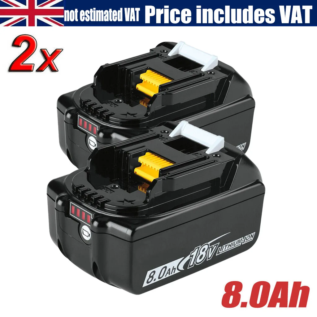 2X 8.0Ah Replace For Makita BL1860 BL1850 18V Li-ion LXT Battery BL1850B BL1830 BL1860B