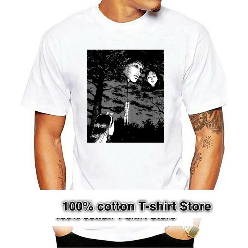 Junji Ito Anime Creepy Manga Japan Horror T Shirts Men Creative Pure Cotton Tee Shirt Short Sleeve T Shirt 4XL 5XL Clothes