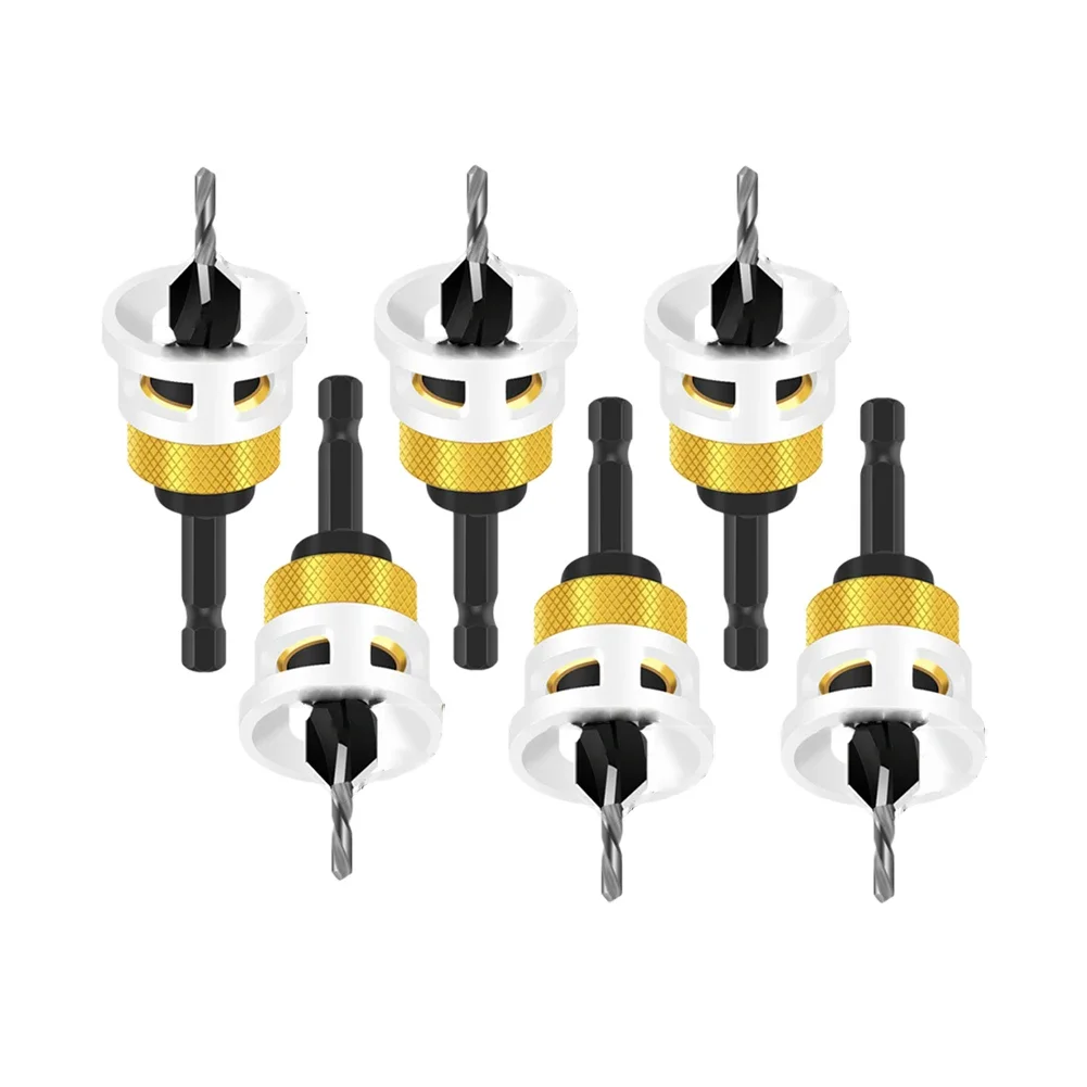 Countersink เจาะ Bits ความลึกหยุด Hex Shank Hole เปิดไม้อลูมิเนียมจํากัด 4 ใบมีดเจาะเครื่องมือ Chamfering