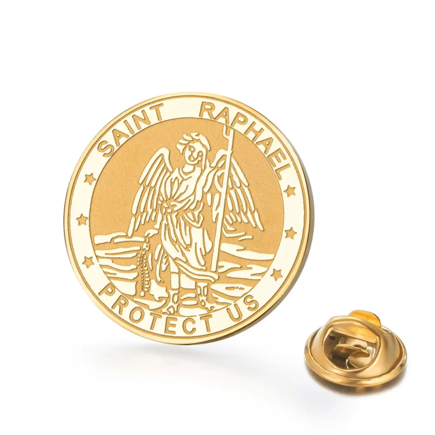 Archangel Raphael Pin for Hat Backpack Patron Saint Healing Protection Amulet Stainless Steel Brooches Blessing Jewelry