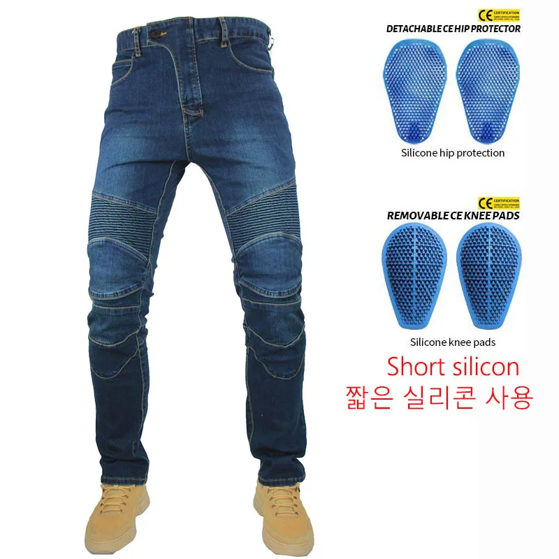 

Motorcycle accessories Pantalon Moto Para Hombre Classic Denim Blue Riding Built-in Protective Gear Motorcycle Winter Jeans