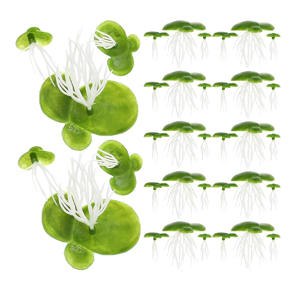 90 Pcs Artificial Duckweed Plastic Floating Plants Lightweight Safe for Fish Aquarium Pond Decor Leaf Plants Tank