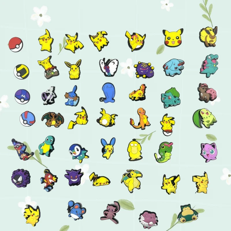 

Kawaii Pokemon Shoe Charms Set for DIY Sandals - 20/27/47Pcs Pikachu Charizard Squirtle Accessories Kids Anime Gifts