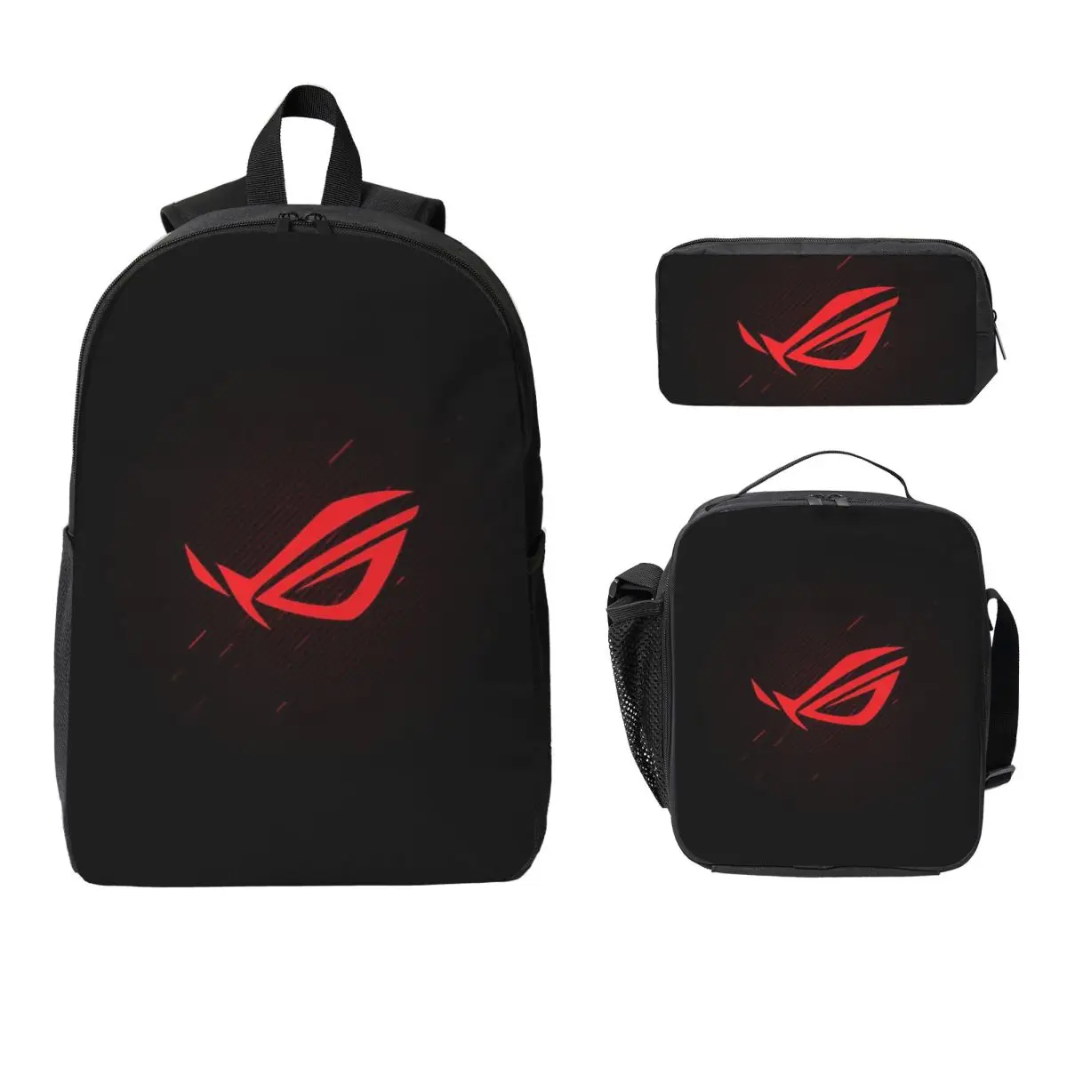 

Рюкзак Asus Rog, студенческая сумка для книг для мальчиков и девочек, школьная сумка, сумки на плечо для ноутбука, 3 шт., изолированная сумка для обеда, пенал