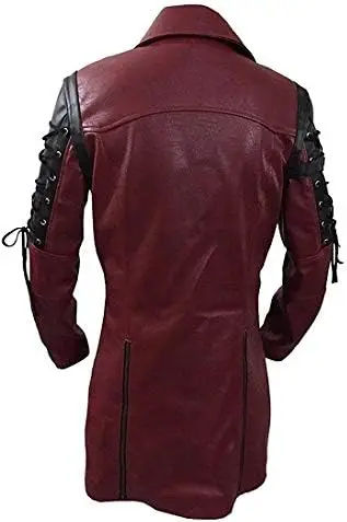 New Steampunk Men\'s Gothic Trench Coat Leather Jacket Punk Style Biker Jacke Autumn Winter Motocycle Jacket