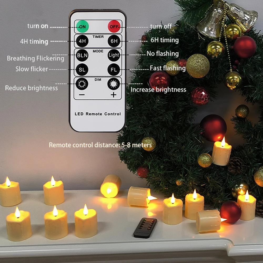 Led Candle Light Remote Control Flameless Candles,Rechargeable Candle,Waterproof For Room Wedding Home Decor Christmas Holiday