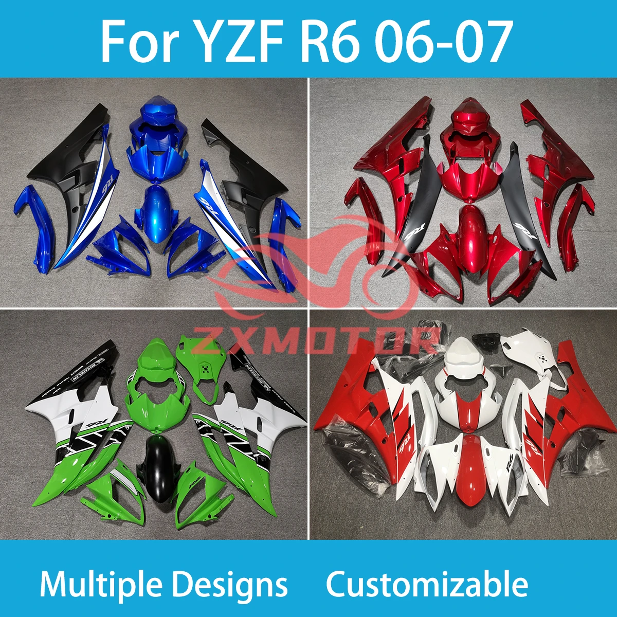 

ABS Fairing Kit for Yamaha YZF R6 06 07 Customizable Injection Motorcycle Accessory Complete Fairing Bodyworks R 6 2006 2007 New