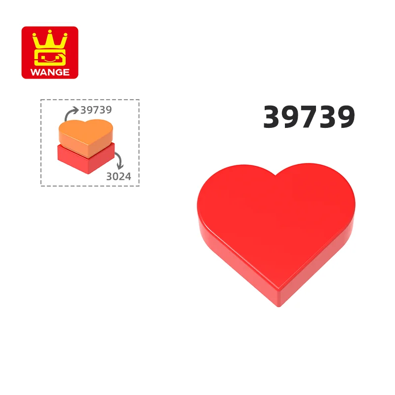 WANGE  39739 100g/651PCS Round 1x1 Heart Building Blocks Moc Love Plate Compatible with Bricks DIY Children Toys Gift