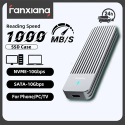 Fanxiang MD87 M.2 SSD 인클로저 10Gbps NVMe/NGFF-SATA 듀얼 프로토콜 USB 3.2 Gen2 Type C M/B+M 키/2230/2242/2260/2280 지원