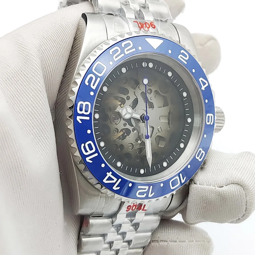 Мужские автоматические механические часы из нержавеющей стали, повседневные деловые, водонепроницаемые, 40 мм, NH70, мужские часы с сапфировым стеклом