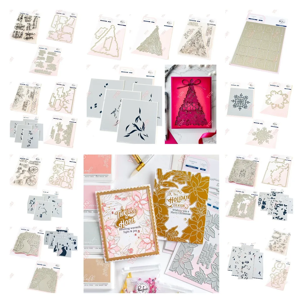 

August Holiday Release Christmas Greetings Flowers Grid Snowflake Frame Hot Foil Dies Seal Stamps Stencil DIY Scrapbooking Cards