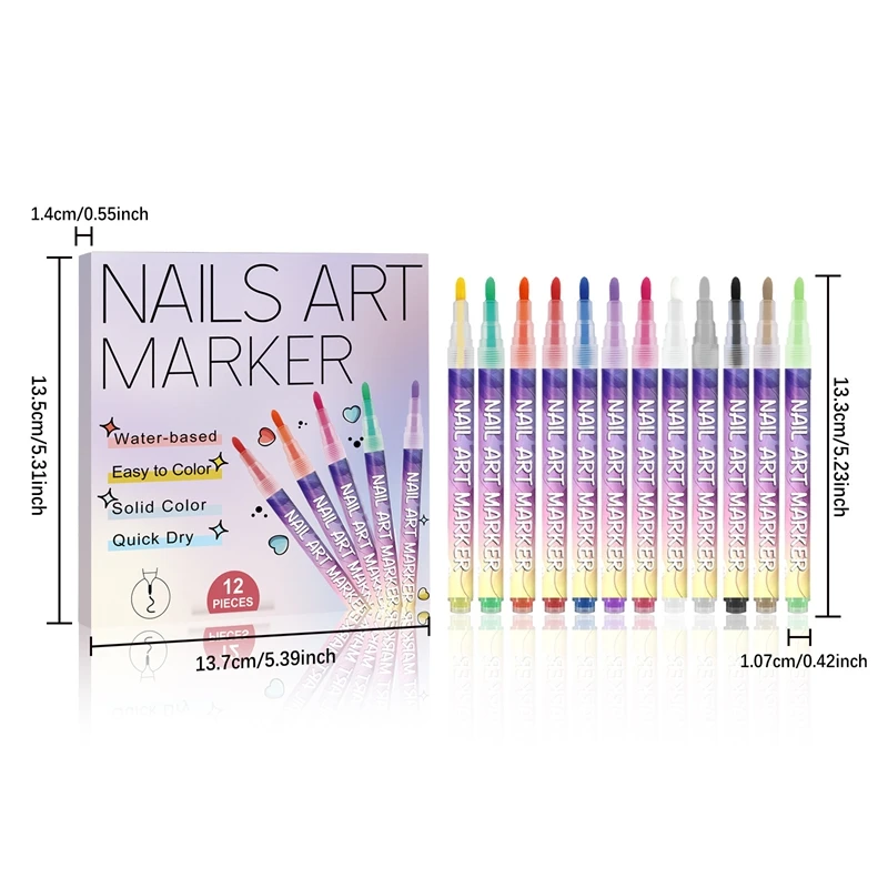12 Teile/satz Nagel Acryl Stift Wasserdicht und Schnell Trocknend Künstlerische Graffiti DIY Schönheit Nagel Werkzeuge Nail art Graffiti Stift