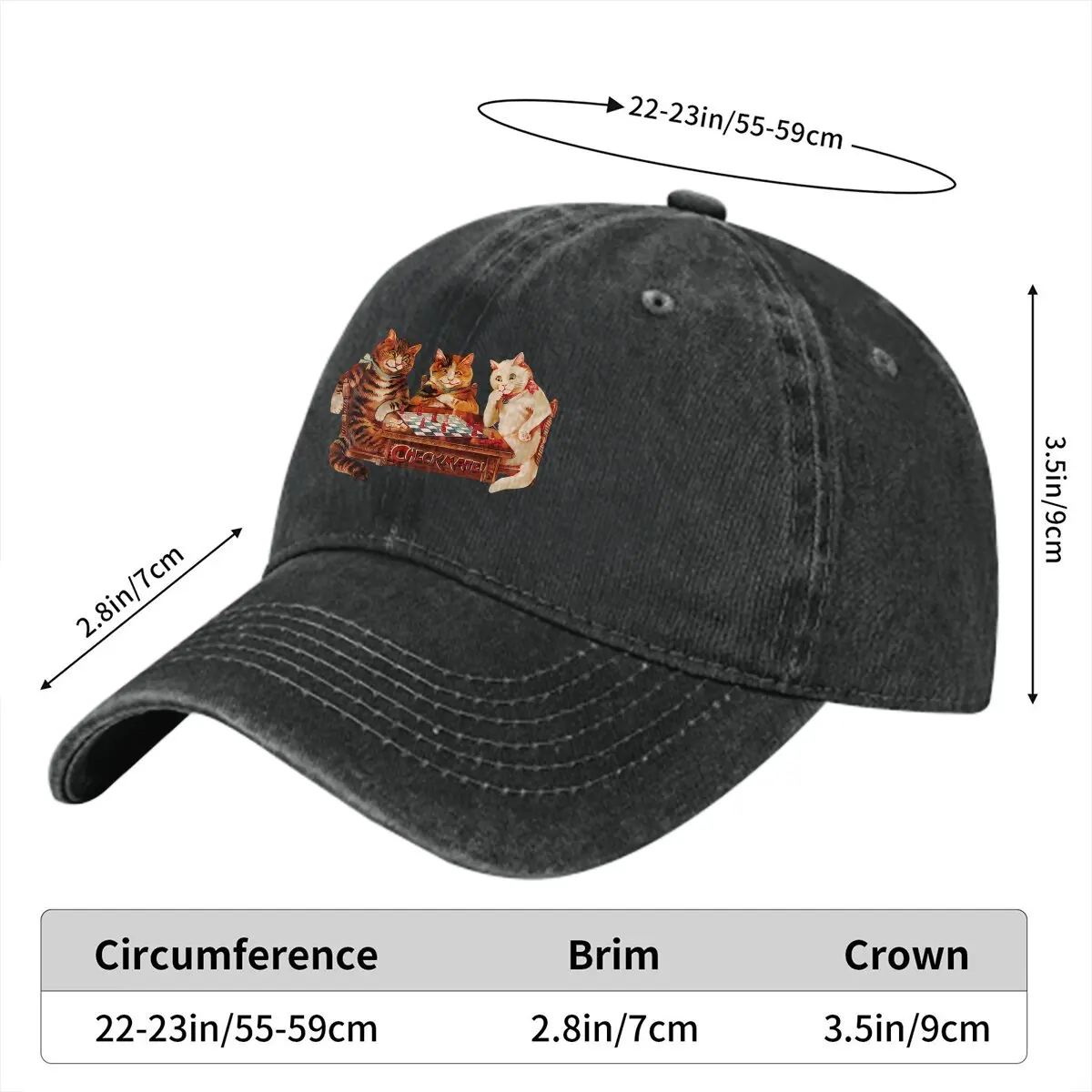 Checkmate Chess Cat Baseball Cap Men Hats Women Visor Protection Snapback Chess Design Caps