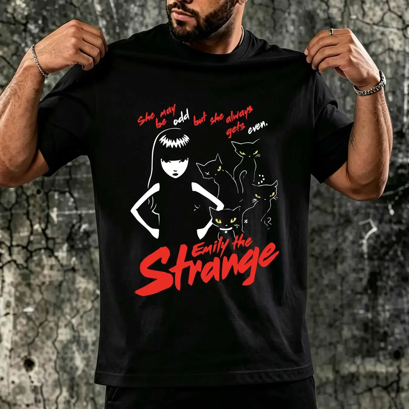 washed T Shirt Official Emily The Strange Odd And Even Vintage Wash Charcoal vintage Washed Soft streetwear fashion Unisex