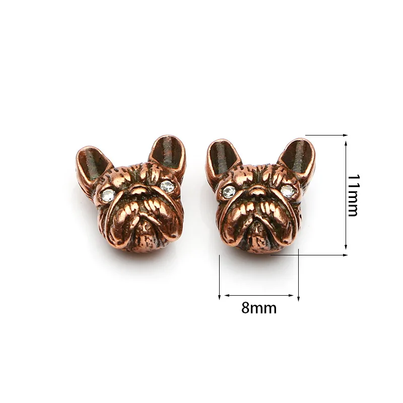 Noter 2pcs/pack Vintage French Bulldog Beads For Jewelry Making Finding 3 Colors Metal Beads Pug Accessories Sieraden Maken