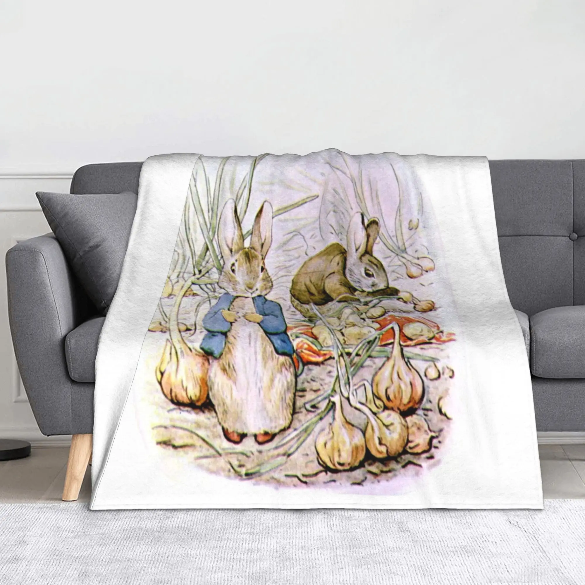 

Cute Cartoon Bunny Rabbit Blankets Story Animal Flannel Funny Warm Throw Blankets for Bed Sofa All Season