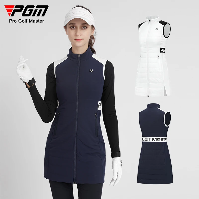 

PGM Winter Women Golf Long Vest Warm Cotton Inside Waistcoat Ladies Slim Thicken Coat Female Sleeveless Golf Jacket S-XL YF499