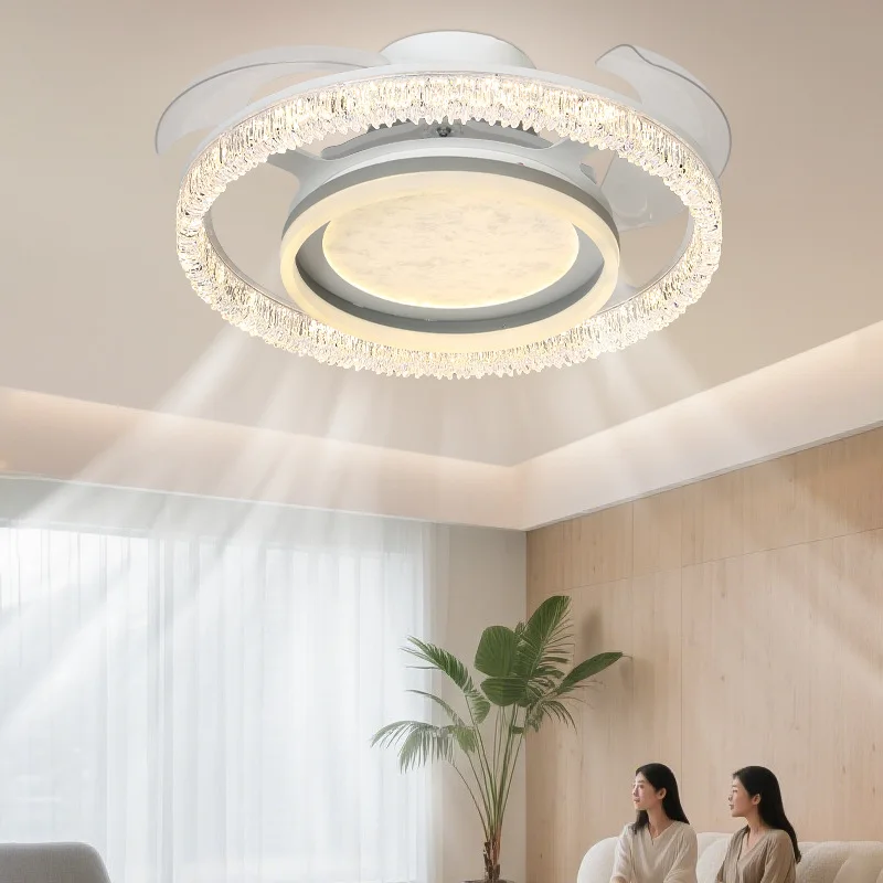 Modern Home Bedroom Ceiling Fan Lights Kitchens LED Full Spectrum Silent Smart Remote Ceiling Thin Invisible Fan Lamps Fixtures