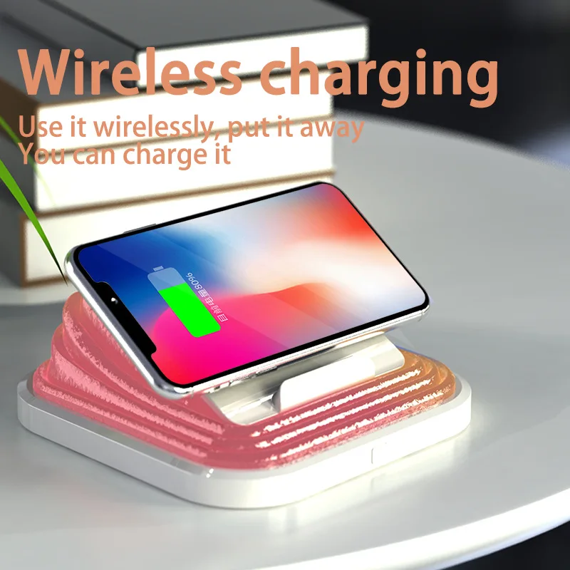 LED Touch Dimmable Night Light RGB Ambient Lamp 10W Wireless Charger Charging Station for iPhone 15 14 13 Pro Max Samsung Xiaomi