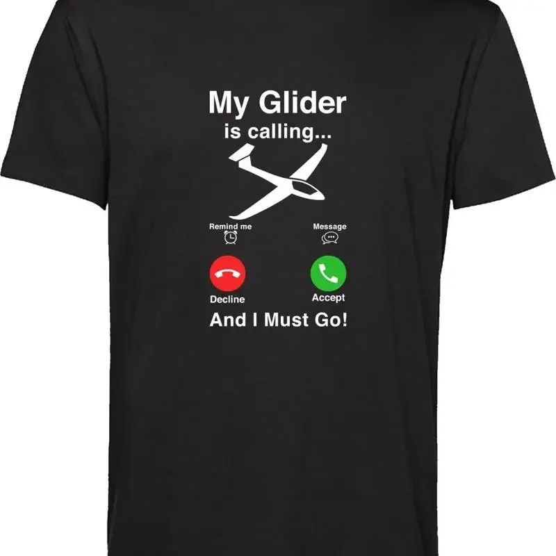 My Glider Is Calling Funny T Shirt Phone Screen Soaring Sailplane Gliding Top