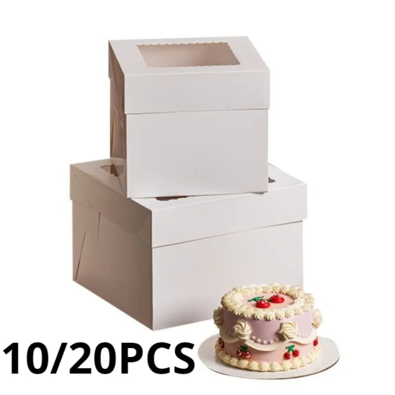 

10/20 шт. одноразовая белая складная коробка для торта для свадьбы, дня рождения, десерта, пекарни, одноразовая белая коробка для торта