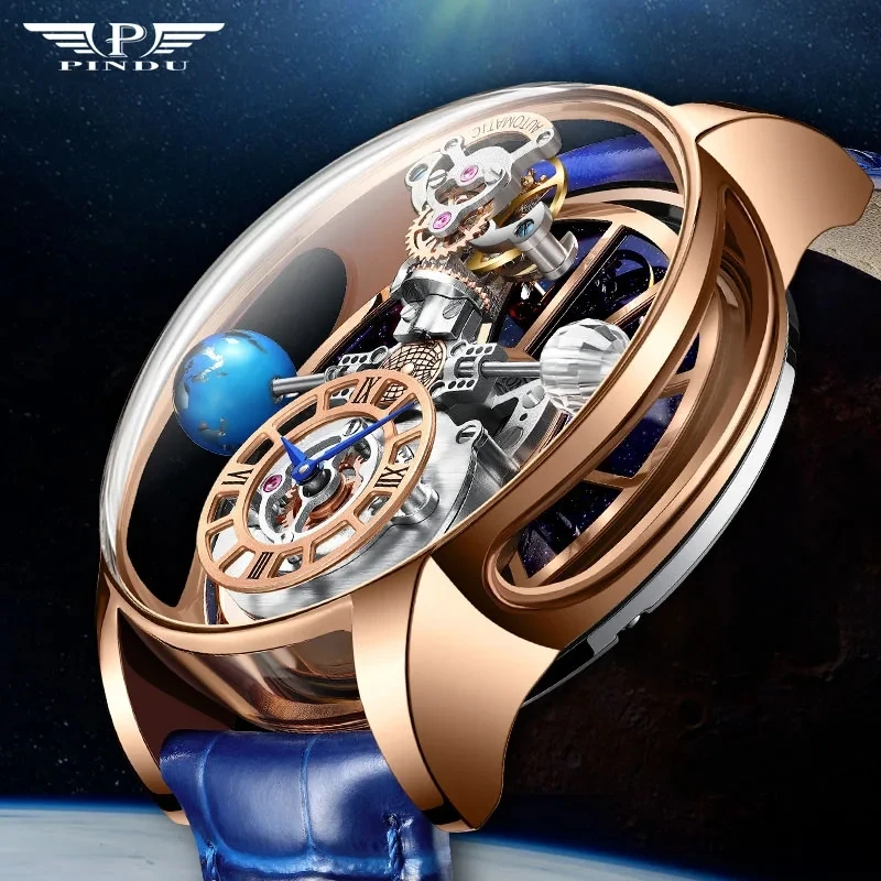 PINDU Celestial Body Series "sky" Quartz Watch Man For Men Waterproof Leather Strap Tourbillon Watch Luxury Business Men Watch