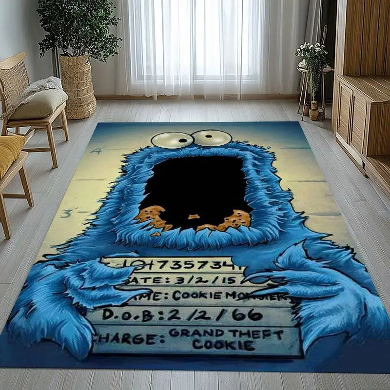 Vintage S-Sesame Street Elmo Cookie Monster Soft Non-Slip Large Area Rug for Living Room,Bedroom Carpet Mat for Sofa,Home Decor