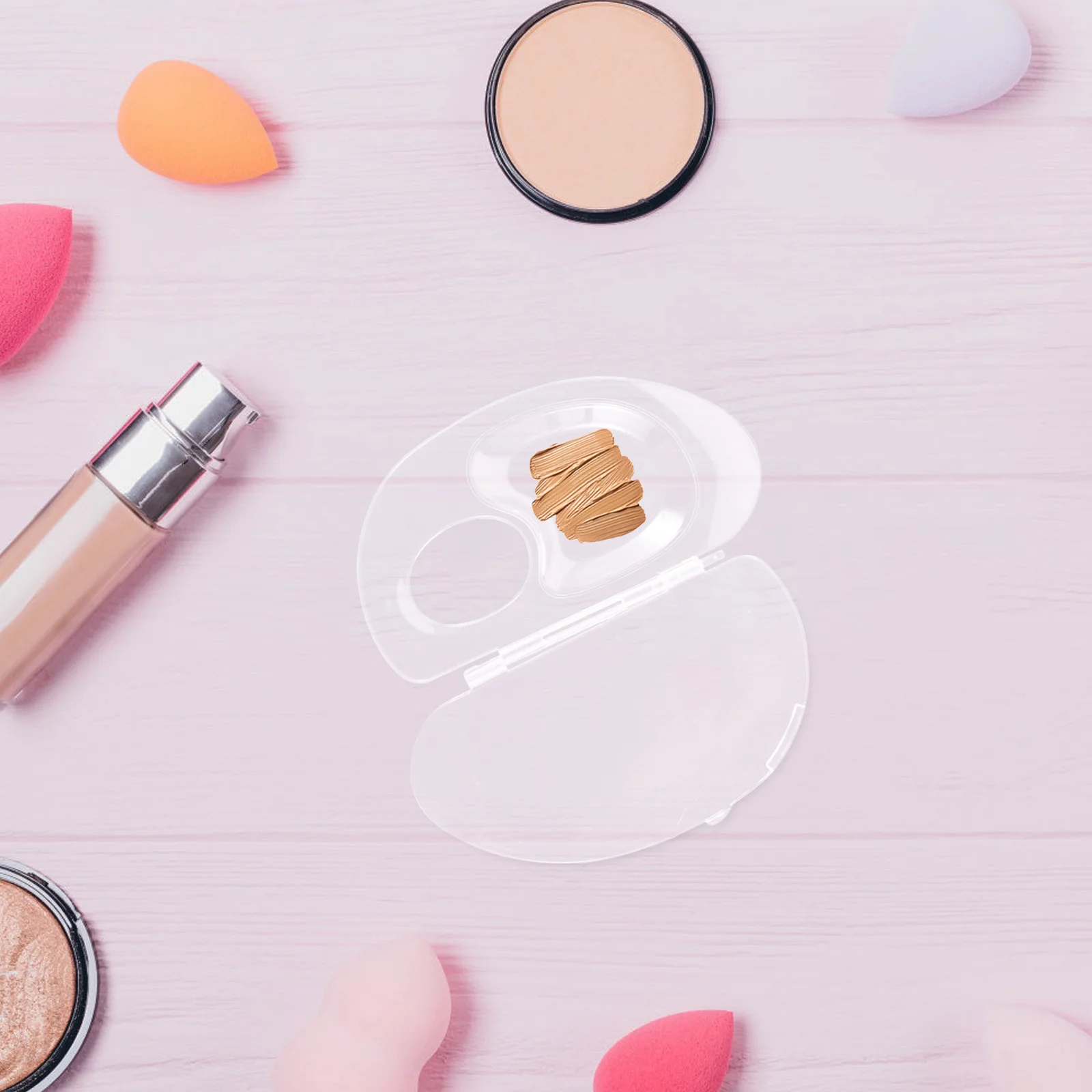 2 set tavolozza per miscelazione fondotinta tavolozza per trucco acrilico trasparente tavolozza a mano kit di strumenti di miscelazione pieghevole per fondotinta liquido