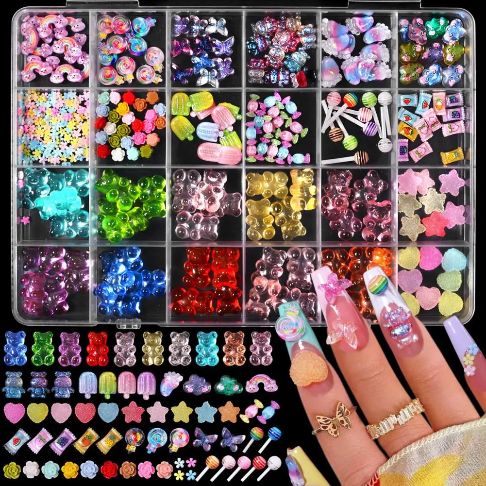 Jewelry Charms Set Assorted Mini Acrylic Nail Design Jewelry Resin Charms Set for Diy Crafts Nail Decoration Accessories 3d Nail