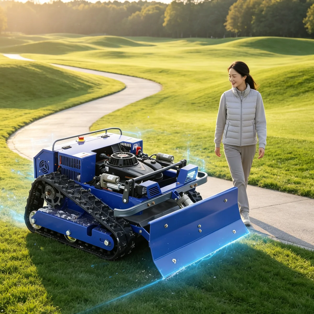 Customized Petrol Powered Lawn Mower Robot Flail Mower Remote Control Robotic Lawn Mower For Park Wild Grass Clearing