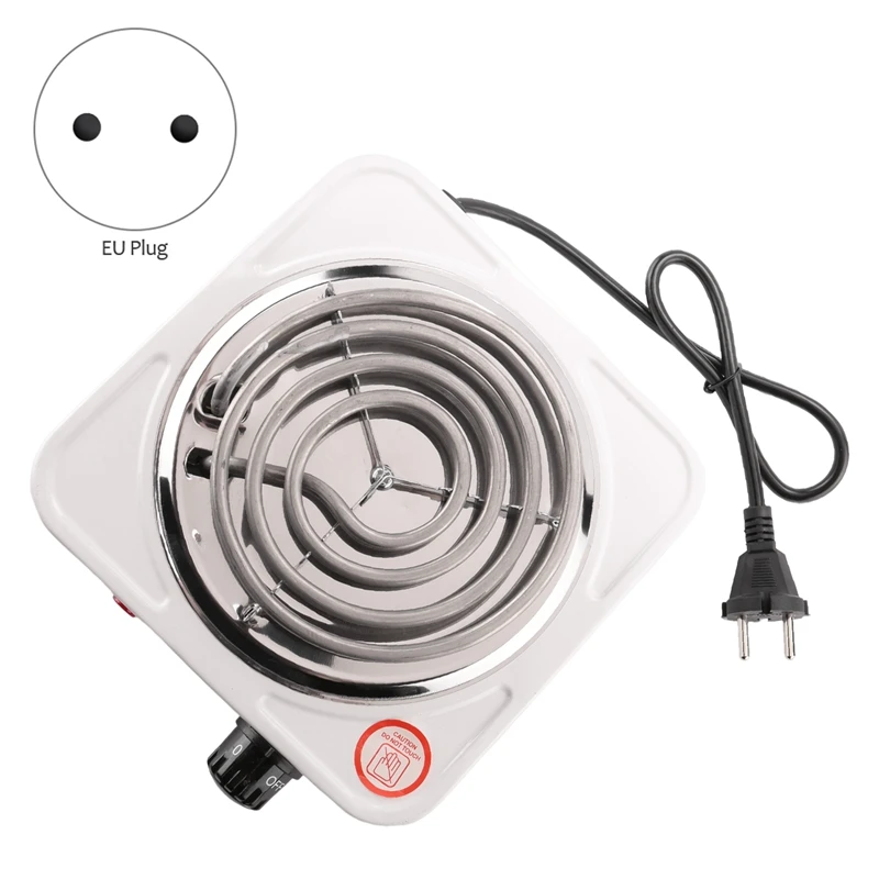 Electric Single Burner Cooktop Compact Hot Plate,1500W, White & Stainless Eu Plug