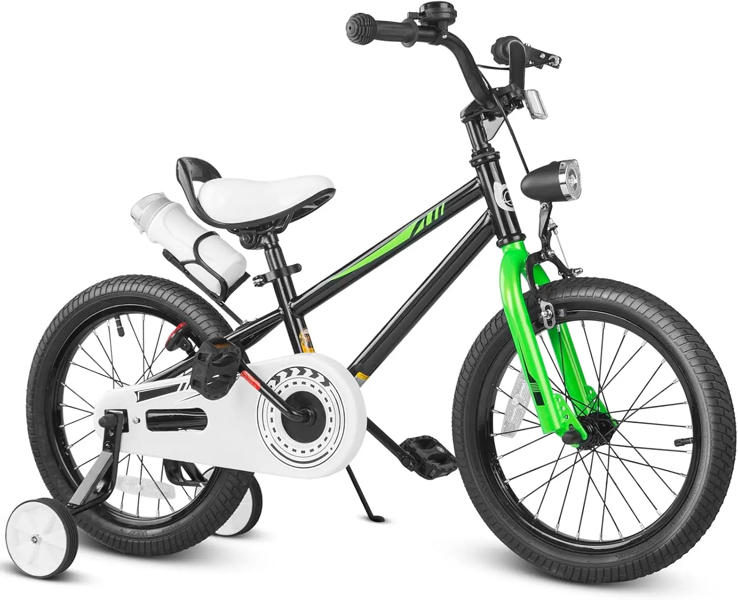 Vélo pour enfants âgés de 3 à 8 ans, vélo pour enfants de 16 pouces avec roues d'entraînement, béquille et phare, siège réglable