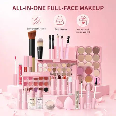 All-In-One Complete Makeup Kit Full Cosmetic Set for Women Includes Eyebrow Eyeliner Eyeshadow Blendable Portable Travel Daily Party Makeup for Beginners Ladies