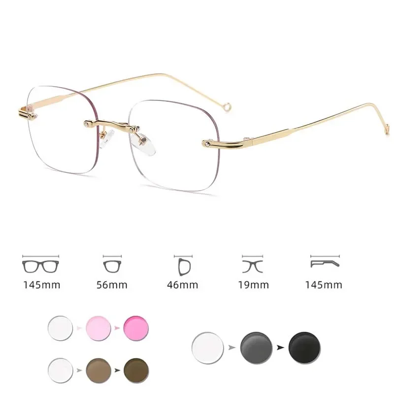 Blue Light Blocking Photochromic Myopia Glasses Vintage Square Frame Color Changing Eyewear Women's Near Sight Glasses 0 To -4.0