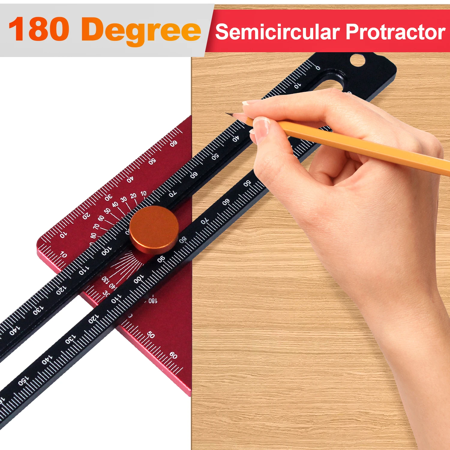 Woodworking Edge Ruler Woodworking Scriber Ruler Adjustable Protractor Angle Finder, 0-180 Degrees Angle Measuring Tool Layout