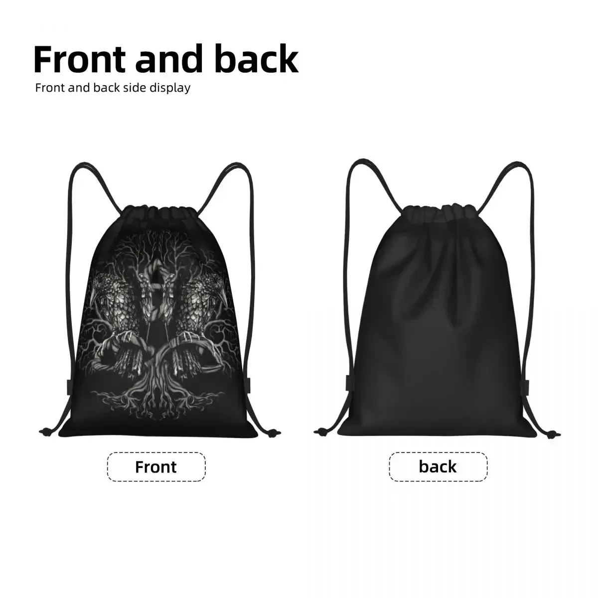 Tree Of Life Yggdrasil With Ravens Drawstring Backpack Women Men Gym Sport Sackpack Foldable Vikings Training Bag Sack