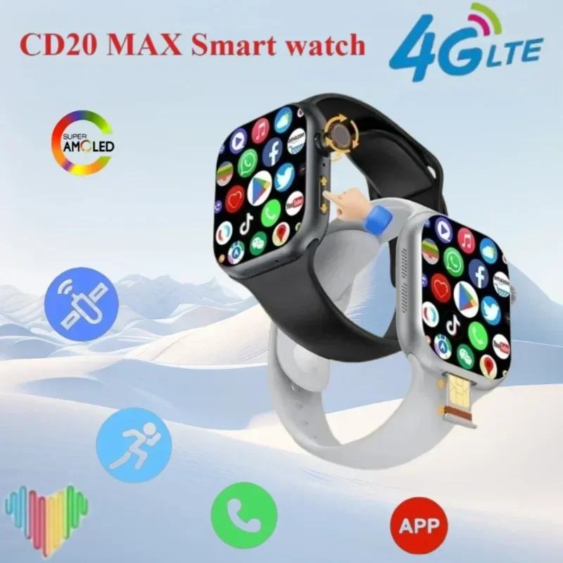 

Глобальная версия CD20 Смарт-часы AMOLED-экран поддерживает SIM-карту, Wi-Fi, GPS-видеозвонок, 2,29 дюйма, с 180 ° вращающаяся камера