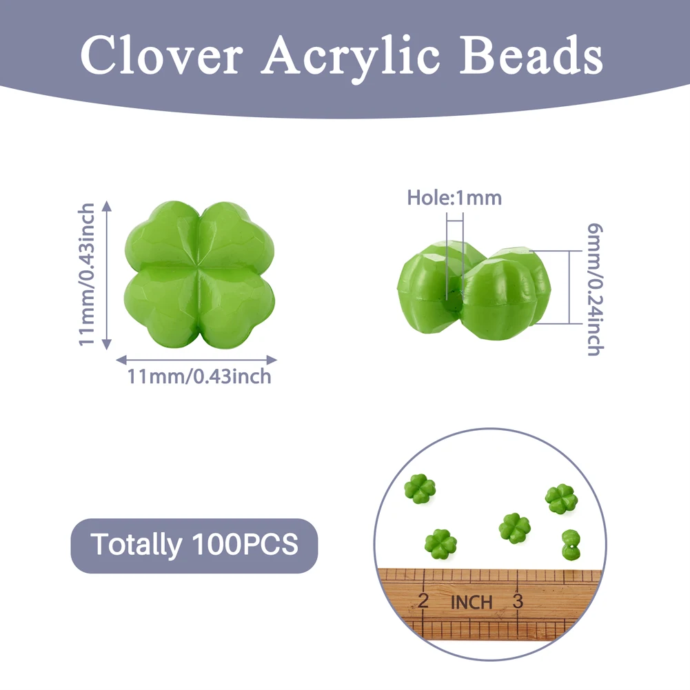 100pcs Four Leaf Flower Beads Loose Spacer Opaque Acrylic Beads  For Jewelry Making DIY Earrings Bracelet Accessories