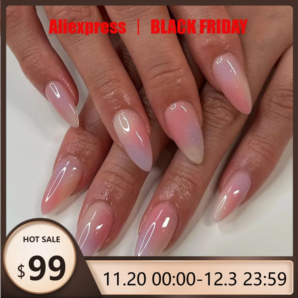 

24Pcs/1box Fake Nails Color-Fade Design | Simple & Cute Medium-Length Almond Shapes Perfect As Gifts for Girls and Friends