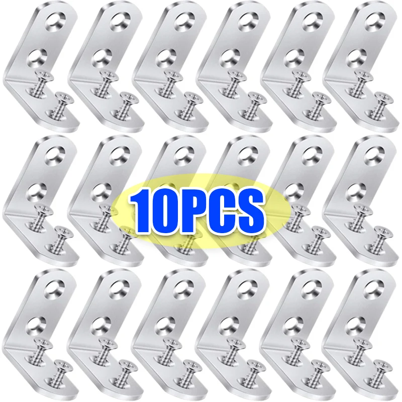 10/1PCS Stainless Steel 90 Degree Angle Bracket Corner Brackets Furniture Door Cabinet Shelves Wall Joint Bracket Fasteners