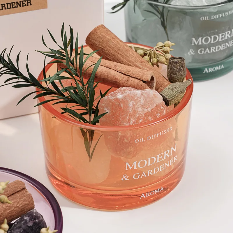 مجموعة زينة عطرية كريستالية منزلية بدون نيران مع أحجار ناشرة للزيوت العطرية - رائحة الياسمين لغرفة النوم وغرفة المعيشة