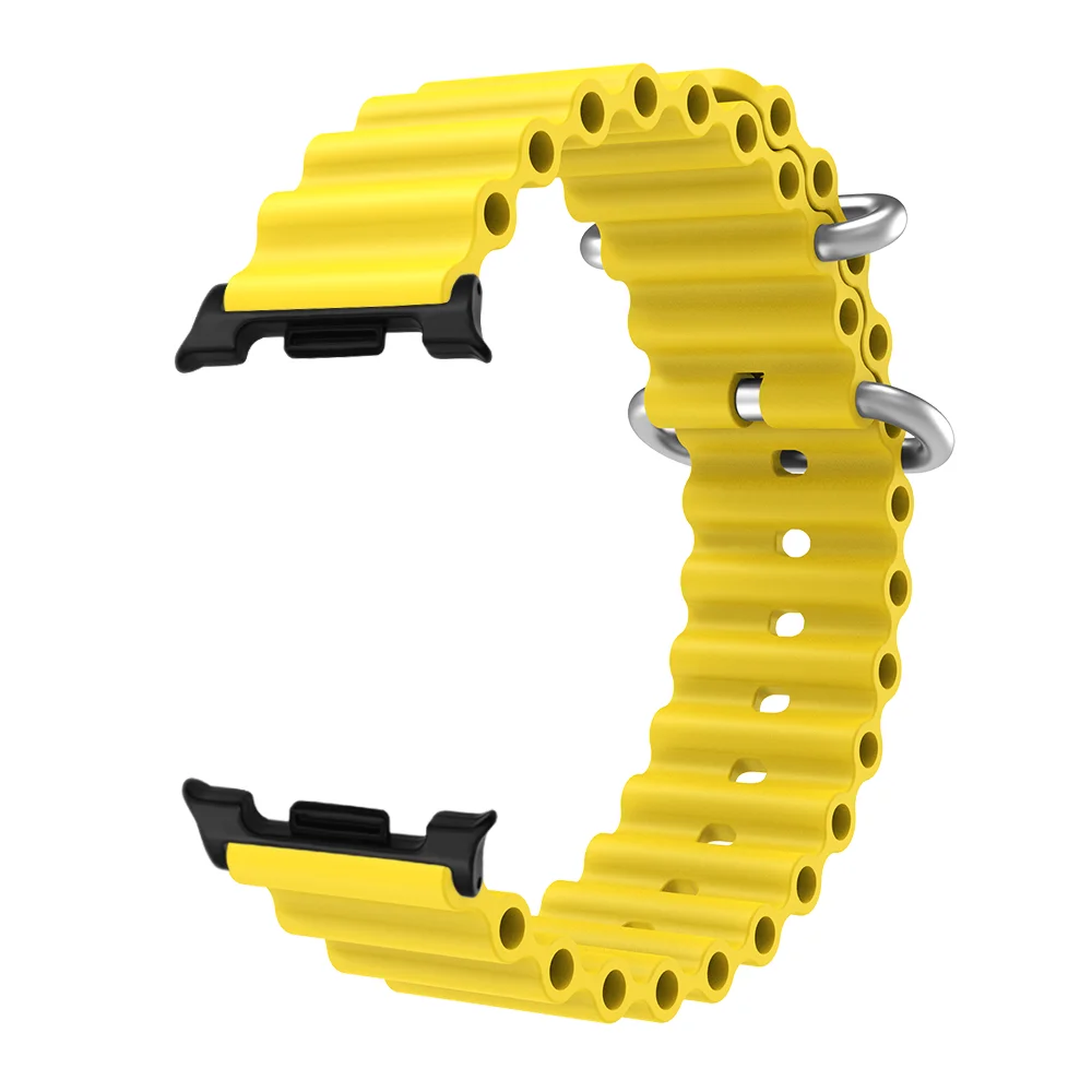 

Ocean Wave Band For Samsung Galaxy Watch 8 44mm/40mm Two Metal Buckle Sweatproof Silicone Replacement Sport Band for Man Woman