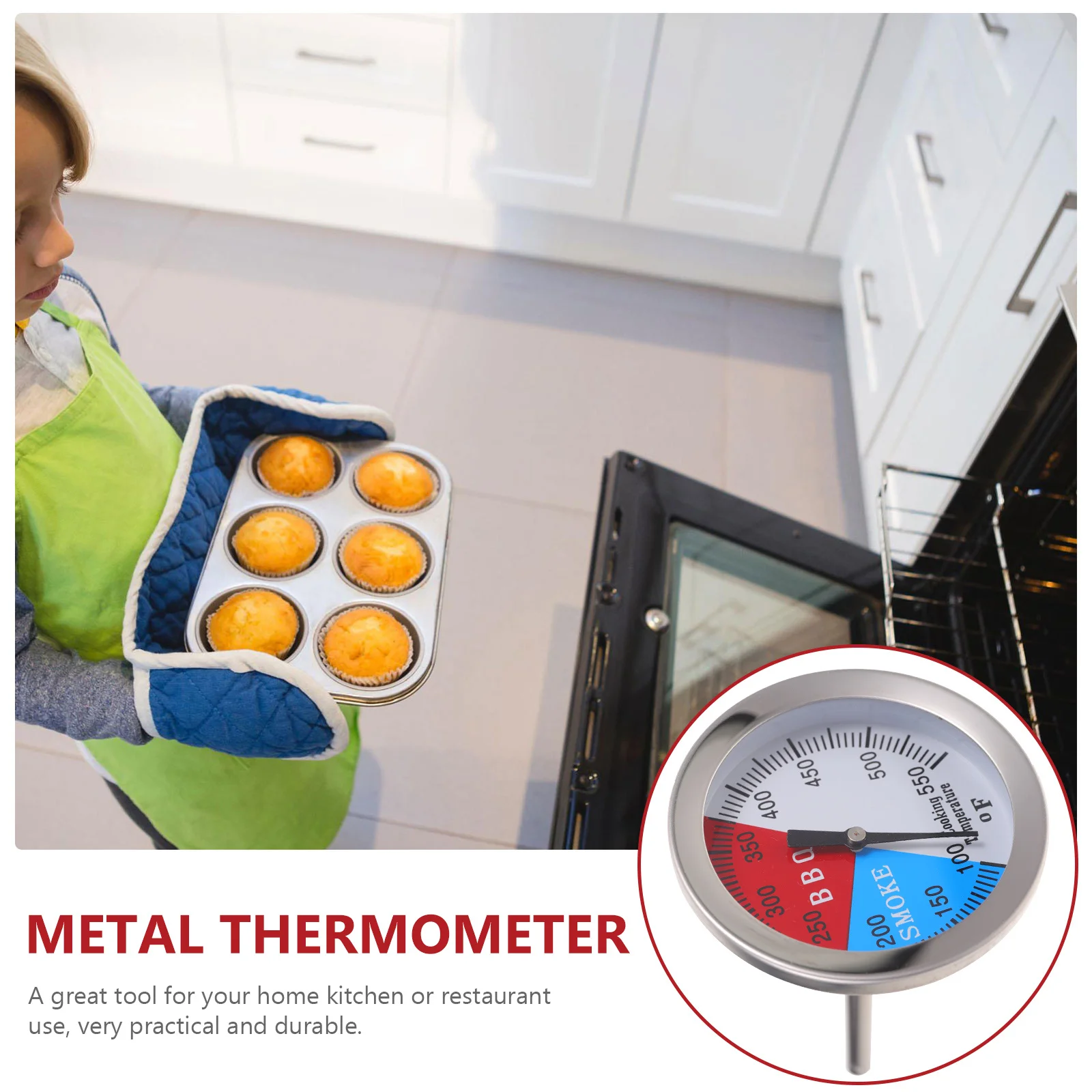 

Bbq Grill Thermometer Stainless Steel Oven Temp Gauge Large Display Screen Easy Read Durable Bbq Thermometer Gauge