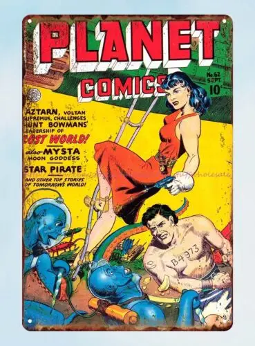 Planet Comics 1949 science fiction metal tin sign indoor outdoor wall art