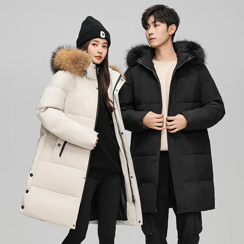 

Ветрозащитная теплая длинная куртка с перьями для отдыха и альпинизма для пары, удобная универсальная куртка-пуховик высокого качества