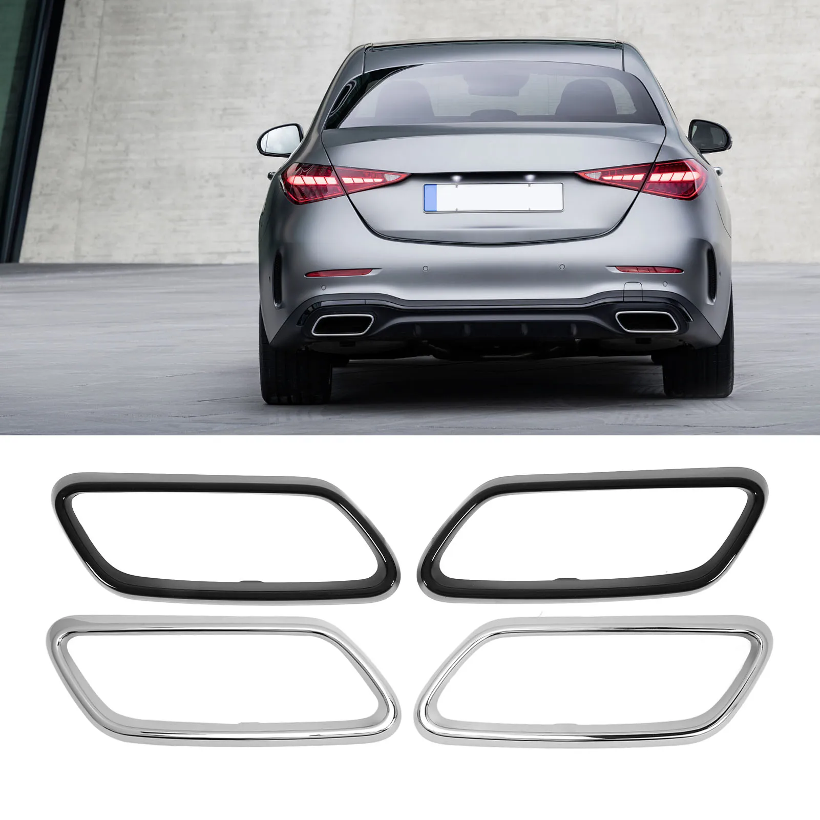 Exhaust Tip Cover Trims Bezel Replacement for  C‑Class W206 S206 AMG Line 2022 Onwards Exhaust Tip Cover Tail Throat Cover