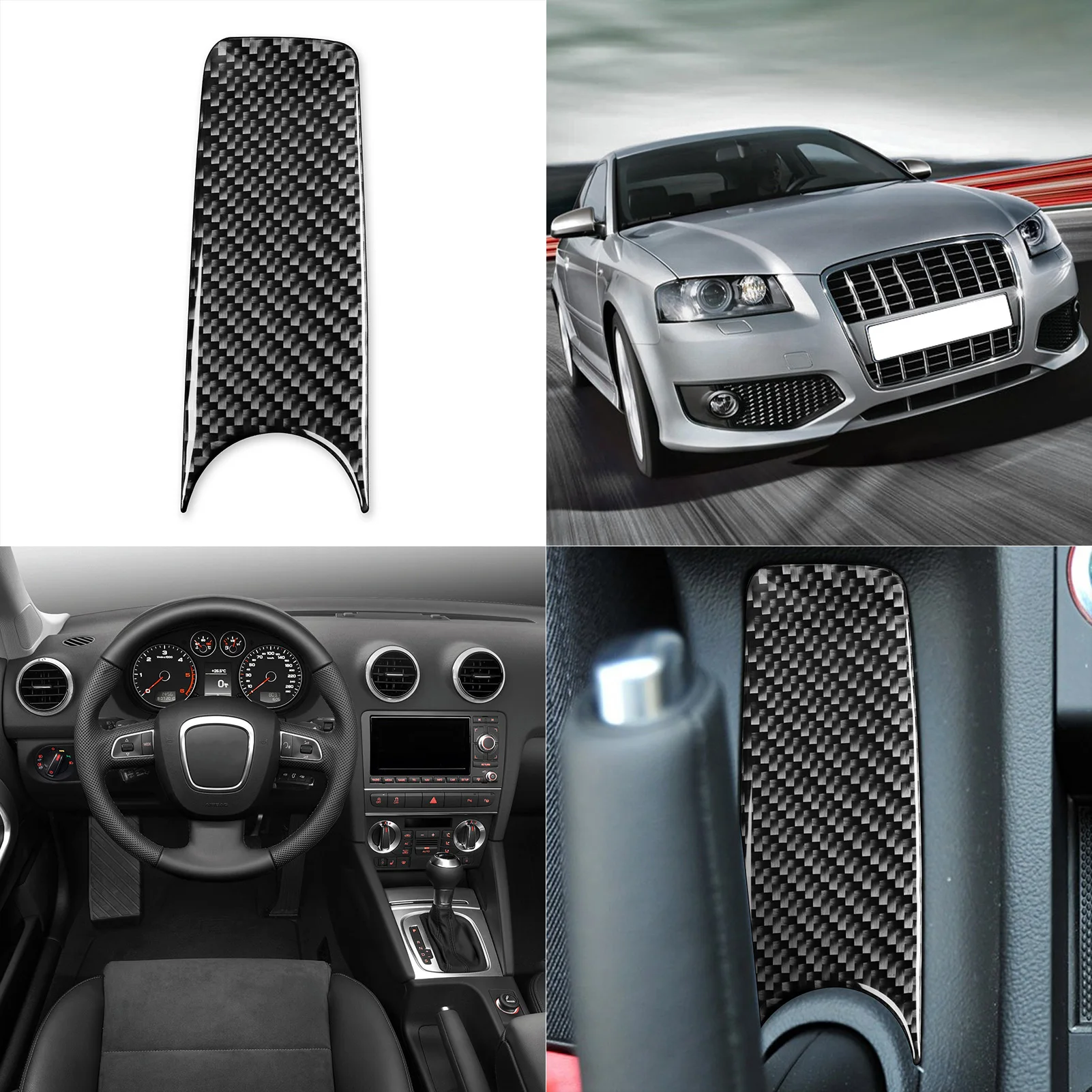 Handbrake Chin Cover Real Carbon Fiber Sticker Car Interior Styling For Audi A3 S3 8P 2006 2007 Car Accessories