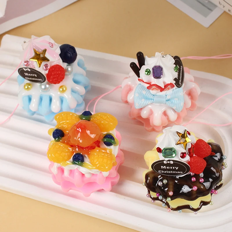 Simulation French Dessert Toys Realistic Dessert Pendant Fun Waffle Keychain Backpack Decoration Pendant Miniature Food Kids Toy