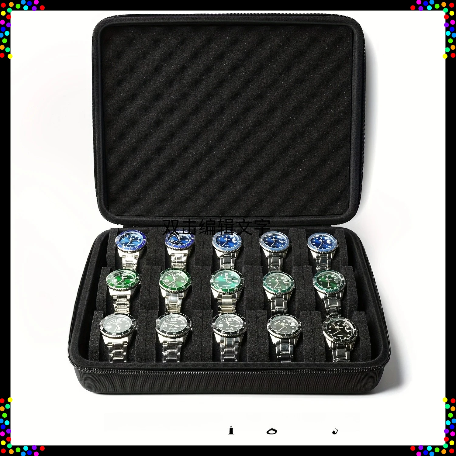 

*/ # Жесткий футляр-органайзер для хранения 15 часов, коробка для переноски часов, подходит для больших и маленьких часов, с мягкой поролоновой подушкой.
