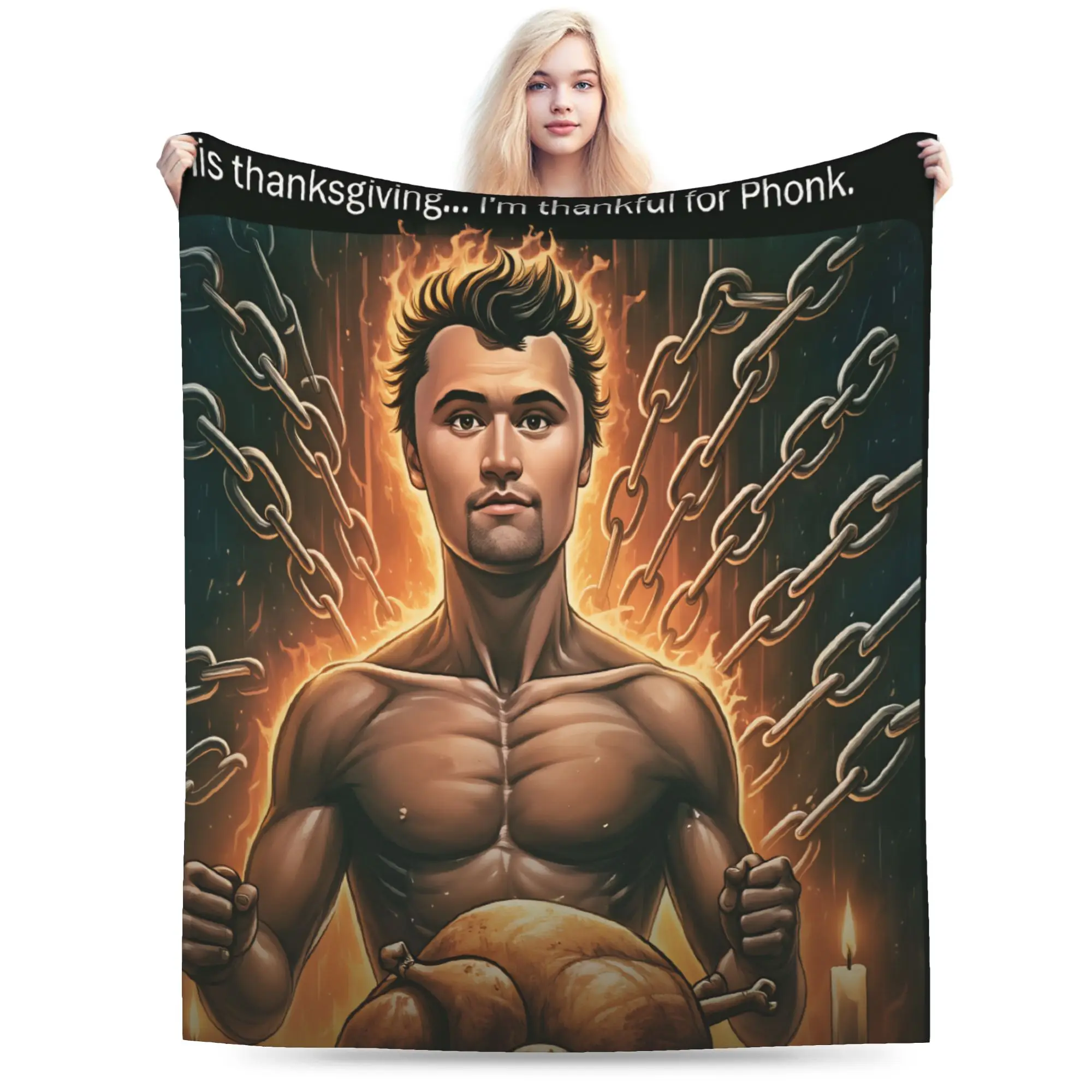 Comfortable Throw Blanket Travel Funny Charlie Kirk This Thanksgiving Blankets Flannel Bedspread For Couch Chair Sofa Bed Cover